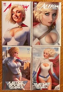 LOTTO COVER VARIANTE POWER GIRL Action 1051 1053 JSA 1 2 Louw Szerdy Jack Da Silva - Foto 1 di 5