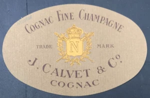 VTG J Calvet & Co Cognac Fine Champagne Liquor Bottle Label Embossed 4.25x2.75 - Picture 1 of 3