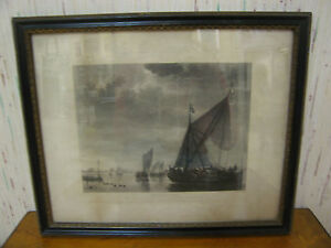 Antique Thomas Lupton Steel Engraving The Passage Boat After Painting by Cuyp