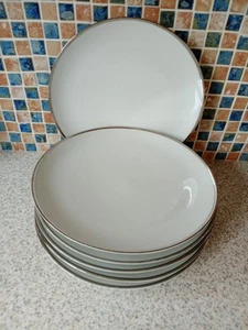 THOMAS GERMANY WHITE WITH SILVER EDGE 6 X DINNER PLATES - Picture 1 of 4