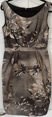 Vestido Escada Floral Seda Jacquard Marrón y Beige Talla 40 Foto 1 de 4