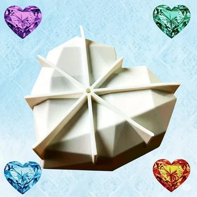 1 x Kuchenform Backform Herz Silikon Kuchen Diamant Kuchenform antihaft weiss - Bild 1 von 4