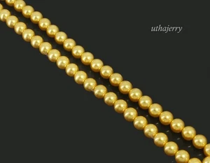 Natürliche Südsee Indonesien Taweny Gold 8,00 mm runder Perlenkönigin Strang 15 Zoll - Bild 1 von 6