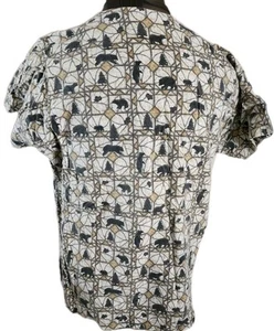 Men's Scrub Top - Bear & Tree Print - Size Large (L) - Unique Pattern - Picture 1 of 3