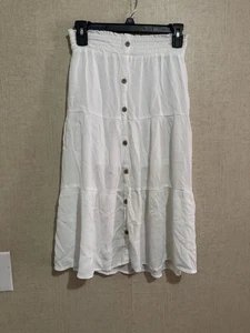 SO Girls Maxi Skirt White Button Accents Lined Sz 8 - Picture 1 of 6