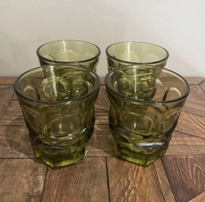 Vintage Fostoria Argus Green Set of 4 Tumblers 3" D5 - Picture 1 of 7