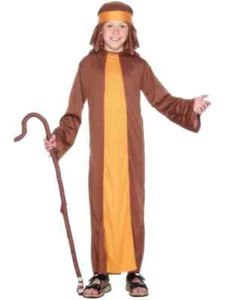 NEW Boy's Shepherd Brown Robe & Headpiece Nativity Christmas Fancy Dress Costume - Picture 1 of 1