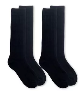 Jefferies Socks Womens Bamboo Knit Rib Pattern Knee High Tall Socks 2 Pair Sz L - Picture 1 of 4