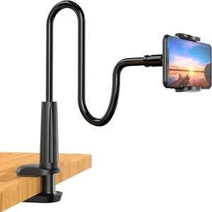 Phone Holder Bed Gooseneck Mount, Flexible Arm 360 Mount Clip Adjustable Bracket - Picture 1 of 21