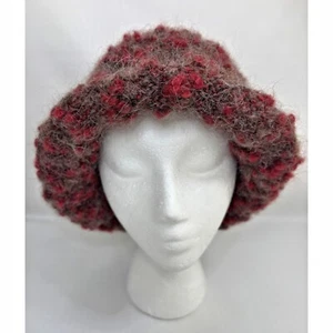 Womens Knit Winter Cloche Hat Chunky Rolled Brim Boho Handmade - Picture 1 of 4