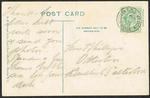 1900 Postcard Weymouth-Budleigh Salterton EVII 1/2d Green 'SOUTHWESTERN.T.P.O' - Picture 1 of 2