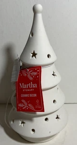 NEU WEIHNACHTEN 10" WEIHNACHTSBAUM FIGUR - MARTHA STEWART - WEISS - LED BELEUCHTET - Bild 1 von 3