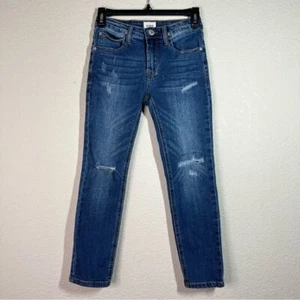 Hudson Medium Blue Low Rise Distressed Straight Leg Jeans Girls Size 8 - Picture 1 of 8