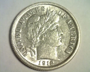 1912-D BARBER DIME CHOICE ABOUT UNCIRCULATED CH. AU NICE ORIGINAL COIN BOBS COIN - Picture 1 of 2