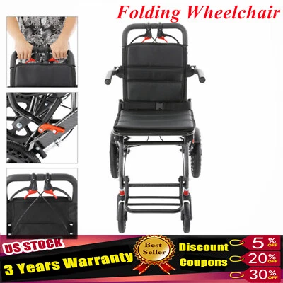 Silla de transporte con ruedas plegable súper ligera médica con bolsa de transporte 100 kg Foto 1 de 4