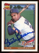 1991 Topps SKEETER BARNES Signed Card autograph AUTO TIGERS