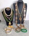 Vintage To Now Green, Gold & Ivory Mixed Jewelry Lot Some Signed, Chicos, 1928