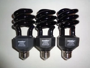3 Sunlite CFL Fluorescent Spiral Black Light Bulb 120V 20W STANDARD E26 MED BASE - Picture 1 of 5