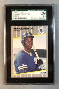 1989 FLEER #548 KEN GRIFFEY JR. (ROOKIE) SGC GRADE 92 NM/MT+ (8.5) * - Picture 1 of 2