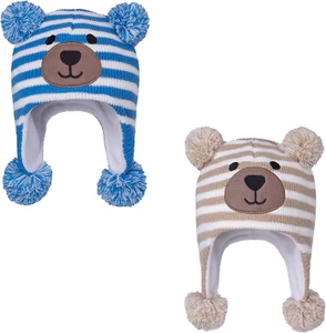 Toddler Kids Toddler Winter Hat, Earflap Knitted Warm Cap Fleece Lined Beanie fo - Picture 1 of 12