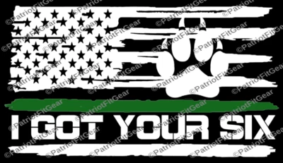 Canino, Patrulla Fronteriza, Perro, Tengo Tus Seis, Apoyo a la Aplicación de la Ley, Bandera, Calcomanía de Vinilo Foto 1 de 4