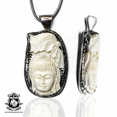 Buda Protegido por Loto Tibetano Repousse Colgante Plata Cadena 4MM N205 Foto 1 de 4