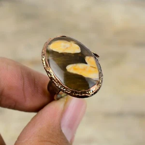 Oferta de Pascua Cobre Cacahuete Madera Jaspe Piedra Electroformado Apilable Anillo Joyería - Imagen 1 de 6