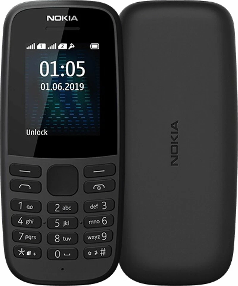 New Nokia 105 (2019 - Black (Unlocked) Mobile Phone (Single SIM and Dual SIM) - Image 1 of 1