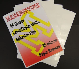 5 A4 Laser Printer White Adhesive Sticker Film Sheets 80mic Paper Release - Picture 1 of 1