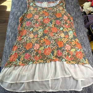 Matilda Jane Women's Floral Tank Top SZ MEDIUM Open Orchard The Adventure Begins - Picture 1 of 8