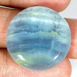 Piedra preciosa suelta cabujón redondo calcita azul natural 32,60 quilates 25x6 mm - Imagen 1 de 5