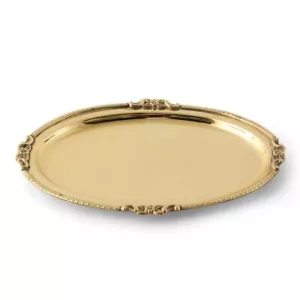 Brass Oval Serving Tray, Serving Plate 9" - Picture 1 of 8