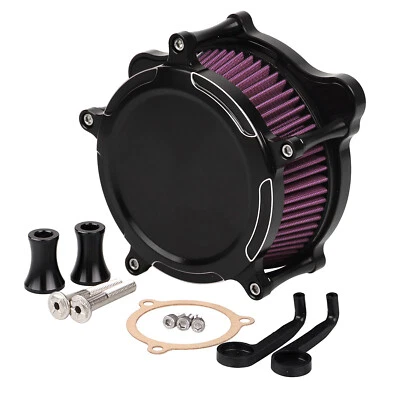 Black Cut Air Cleaner Filter For Harley Electra Glide Ultra Classic FLHTCU FLHTK Foto 1 de 4