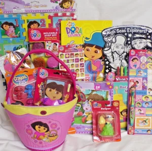 NEW DORA EASTER toy GIFT BASKET plush BIRTHDAY play set DOODLE ART gift set - Picture 1 of 1