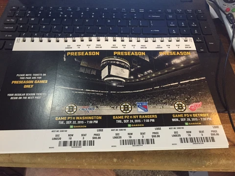 2015-16 BOSTON BRUINS NHL TICKET STUB PICK YOUR GAME BERGERON RASK CHARA KRECJI Cover