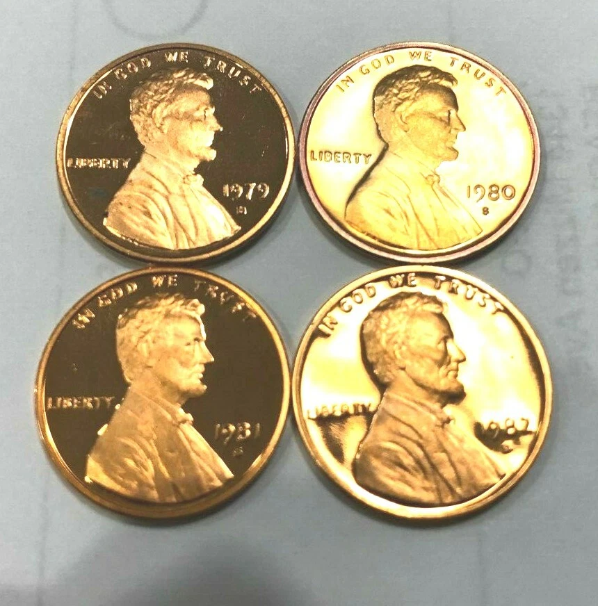 1979, 1980, 1981 1982 S Lincoln Cent PROOF Set  INCLUDES 2 TYPE 1 PROOFS - Image 1 of 1