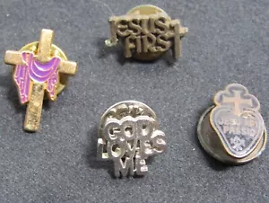 4 Vintage Pin Backs Religiös Christlich Jesus Gott - Bild 1 von 2