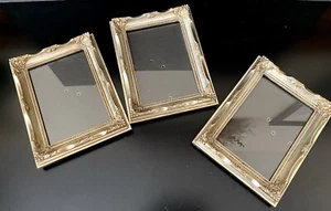 (3) Antique Style Gold Tone Picture Frames Easel Glass Cover Ornate Rectangle - Picture 1 of 5