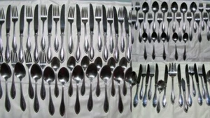 92 pcs Oneida ARBOR- AMERICAN HARMONY Stainless Steel Flatware Satin/Gloss - Picture 1 of 10