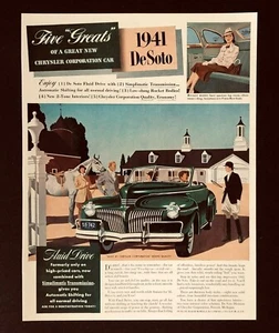 Anuncio De Soto 1941 verde convertible horse Estate coche vintage impresión AD - Imagen 1 de 1