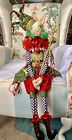 Duża ręcznie robiona artystyczna tekstylia Boże Narodzenie Jester Kot 27" Kolekcjonerska, Lalka artystyczna, OOAK
