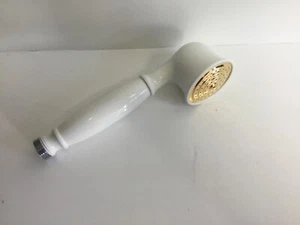 Handbrause Nostalgie Weiss/Gold (24 Karat), Brause, Brausekopf, Retro, "Elk" - Bild 1 von 4