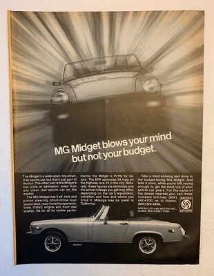 1978 MG Midget Print Ad British Leyland Blows Your Mind Not Budget Sports Car - Image 1 of 2