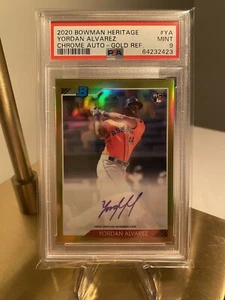 2020 Bowman Heritage Yordan Alvarez Chrome Gold Refractor /50 Auto Rookie PSA 9 - Bild 1 von 2