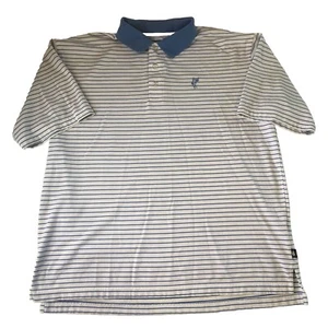Ashworth Weather Systems Men’s Polo  Blue White Stripes Moisture Wicking Large - Picture 1 of 16