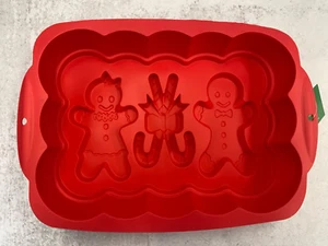 Molde para pasteles de silicona festoneada pan de jengibre hombre temático utensilios para hornear Navidad 9" x 6" - Imagen 1 de 2