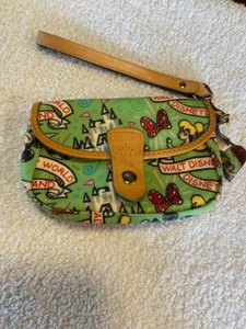 Retired Dooney & Bourke Disney Green Leather Clutch Wristlet Purse Handbag - Picture 1 of 8
