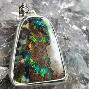 Raw Splendour Queensland Boulder Opal 60.00ct 925 Silver Handmade Custom-made... - Picture 1 of 10