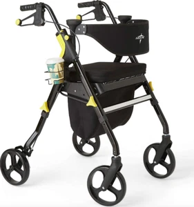 Medline Empower Premium Rollator Walker With Storage Bag & Cup Holder - Black - Picture 1 of 4