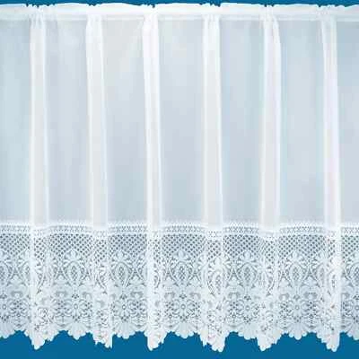 Rio Macrame Deep  Lace Base Brazil White Window Net Curtain Sold by the Metre - Image 1 of 4